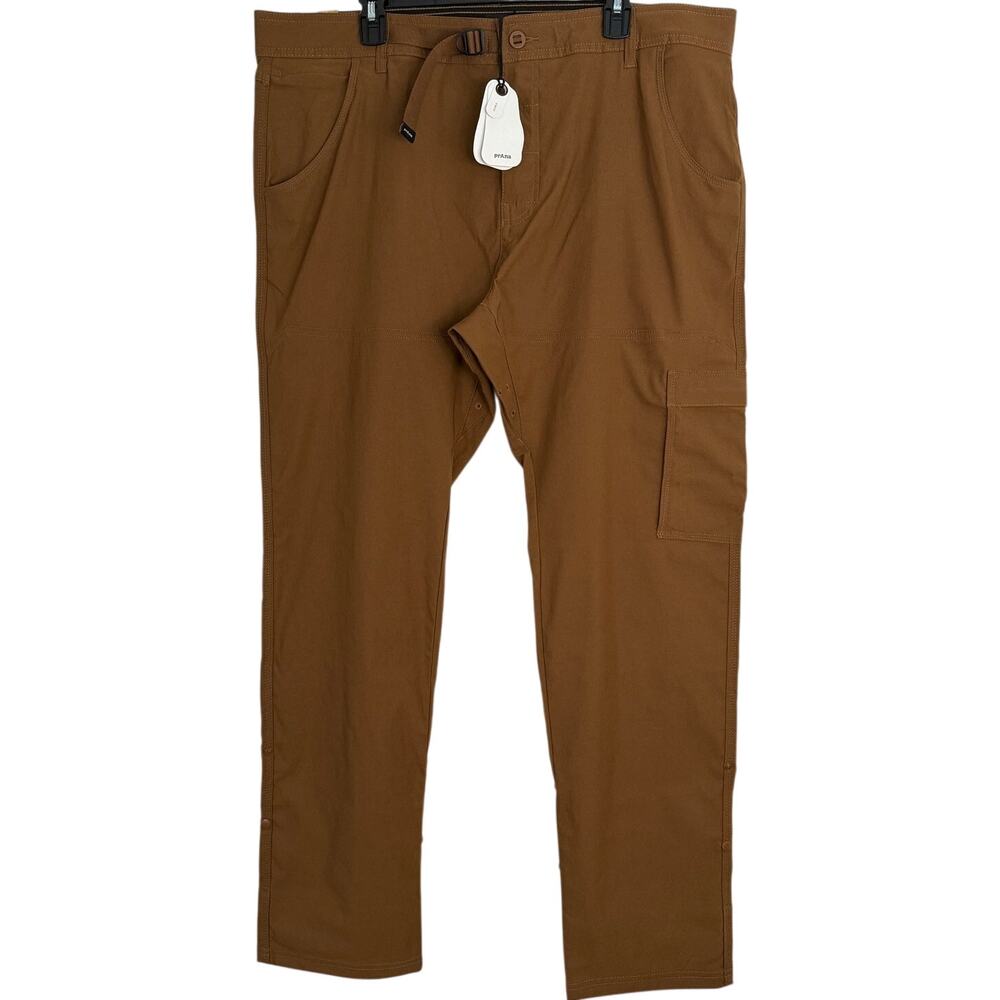 Prana Mens Tech Pant Stretch Zion II 40x30 Slim Tapered Leg Sepia/ Rust NWT $95